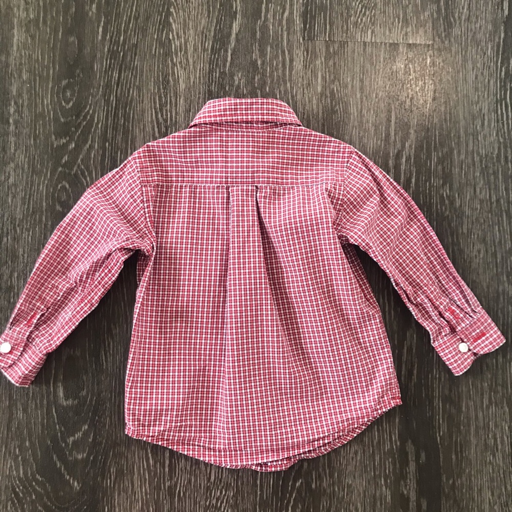 Janie and Jack Red Plaid Button Down Shirt 12-18 M - Picture 3 of 10